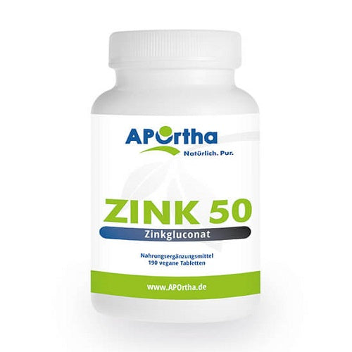 APOrtha Zink Gluconat 50mg, 190 vegane Tabletten