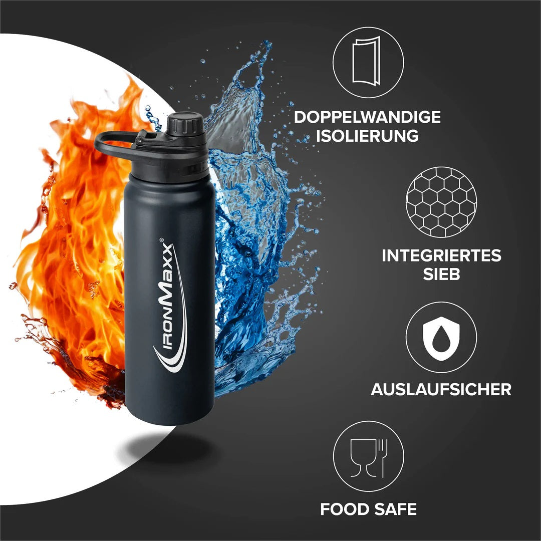 IronMaxx Hot & Cold Edelstahl Trinkflasche 800ml