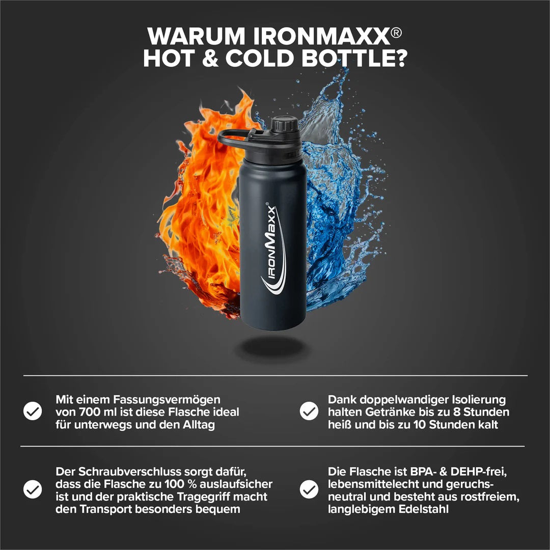 IronMaxx Hot & Cold Edelstahl Trinkflasche 800ml