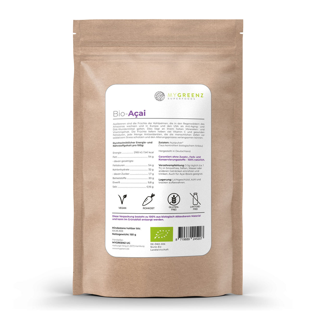 MyGreenz Bio-Acai Pulver 150g
