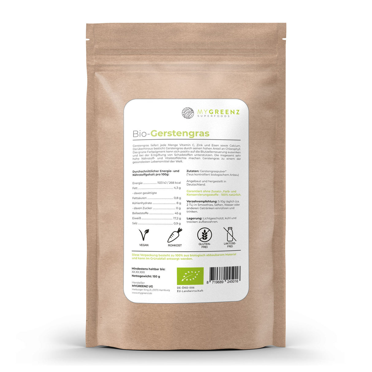 MyGreenz Bio-Gerstengras 150g