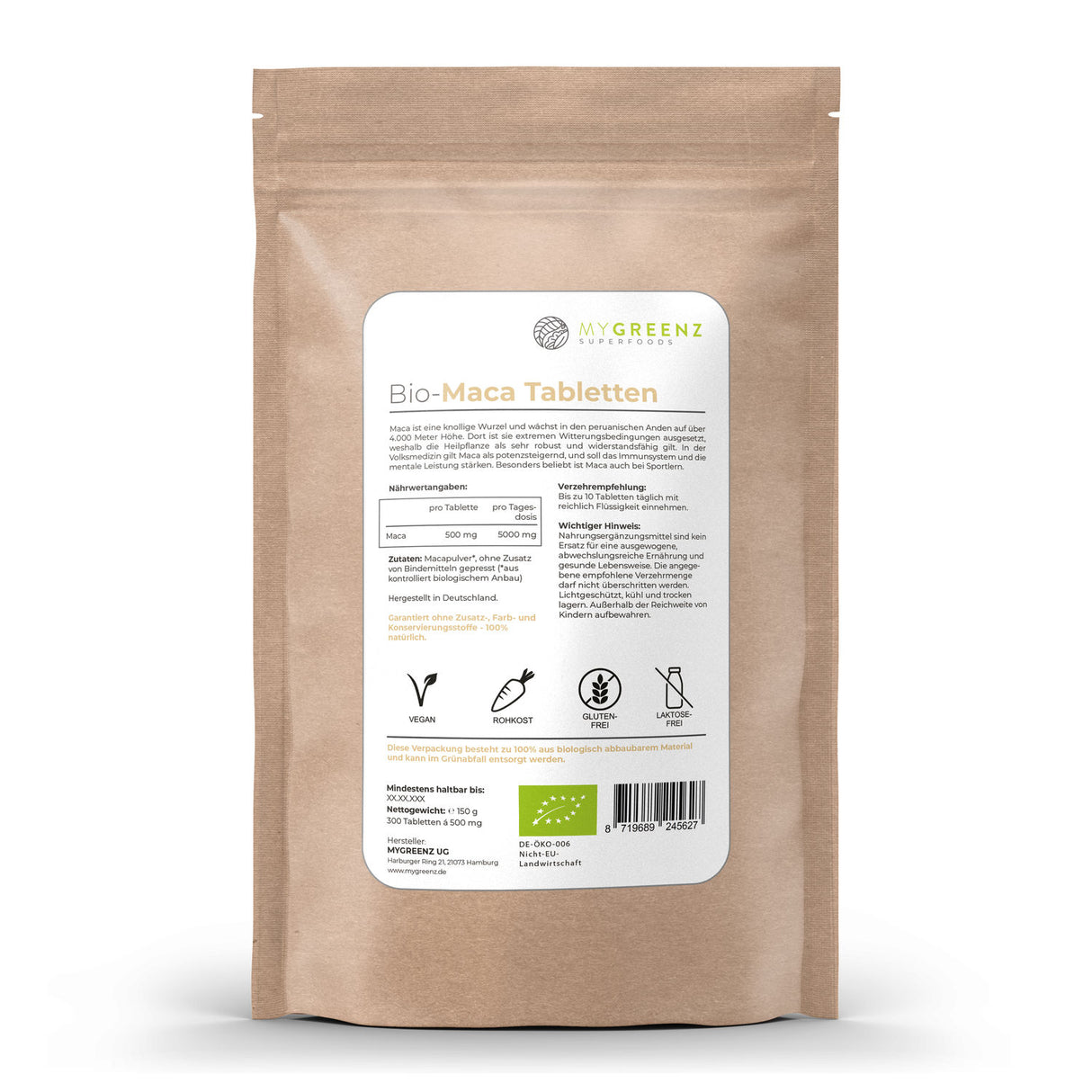 MyGreenz Bio-Maca Tabletten 300 Stk., MHD 04.12.2024
