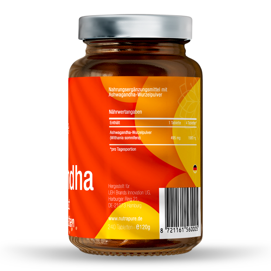 Nutrapure Bio Ashwagandha, 240 vegane Tabletten